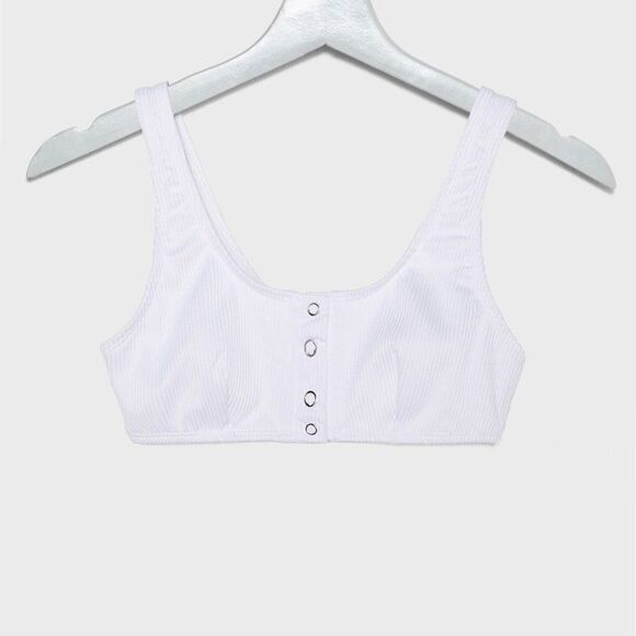 Topshop Ribbed Tank Bikini Top size 2 in White - Picture 2 of 9